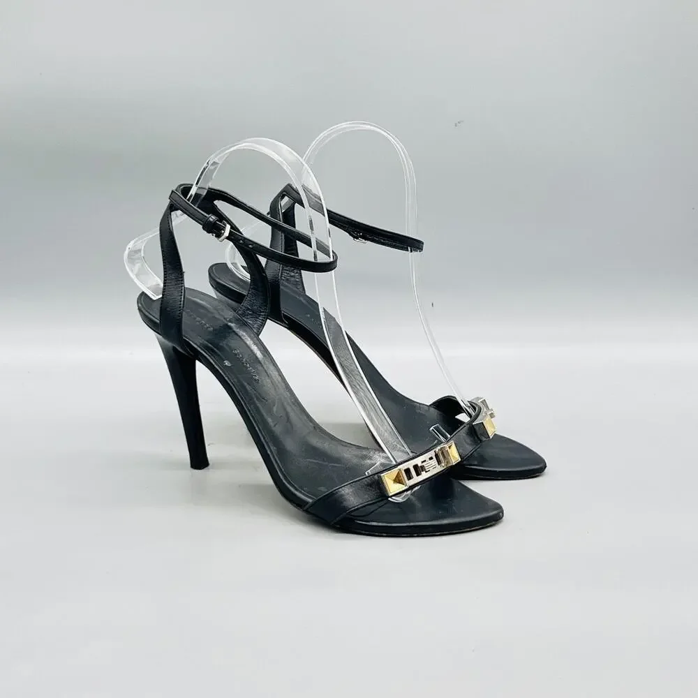 Proenza Schouler Sandals Women 8.5 Black Leather Ankle Strap Stiletto Heel Shoes